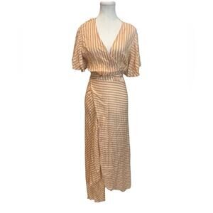 LUMINARY Wrap Maxi Dress for Women Casual Deep V Neck Size:M NWT
